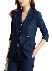 สูทเบลเซอร์และกางเกงเสื้อกั๊กสำหรับผู้หญิงสำหรับฤดูใบไม้ร่วงและฤดูหนาวชุดสูททำงานทางการสำหรับผู้หญิงชุดทำงานด้านธุรกิจสีกากีสีส้มเข้มชุด3ชิ้น2026 - Product Image 5