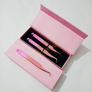 Pince à épiler pour cils de haute qualité, personnalisée, double couleur, à pointe lisse de 10 mm, en acier inoxydable, avec poignée diamantée, anti-magnétique - Product Image 2