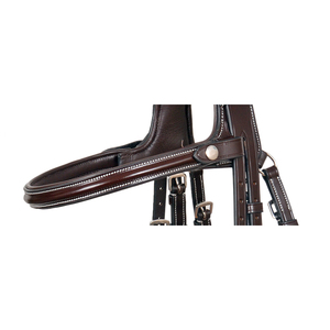 Brida de Cuero Marrón Premium con Costuras Blancas en Contraste y Ribete Negro, Colores Personalizables, Empaque Personalizado de Alta Calidad |   Doma clásica - Product Image 3