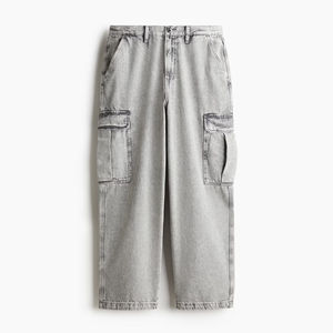 Pantalon en jean noir ample, pantalon en denim vintage délavé à l'acide avec poches décontractées, jean en vente promotionnelle avec logo personnalisé - Product Image 1