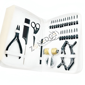 Kit d'outils en micro perles noires mates de haute qualité Vente en gros Logo personnalisé Pince d'extension de cheveux humains Pinces crocodiles Microperle - Product Image 2