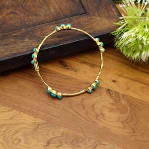 Bracelet traditionnel indien en laiton avec pierres précieuses, bracelet fin bohème en pierre de lune, bijoux pour femmes. - Product Image 3