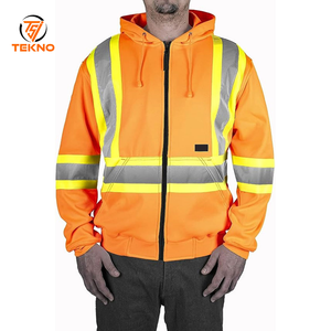 2025 personnalisé haute visibilité fermeture éclair sweats à capuche hiver chandails haute visibilité construction sécurité veste réfléchissante service OEM - Product Image 1