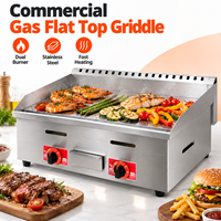 Grill à gaz GPL commercial en acier inoxydable, facile à nettoyer, longue durée de vie, pour restaurant, cuisine, steakhouse, food court, café
