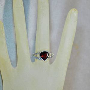 925 plata esterlina rojo granate pera corte anillo boda aniversario joyería fina enero piedra natal - Product Image 2