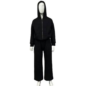 Ensemble de survêtement d'hiver pour homme en molleton ample en coton brodé personnalisé, 2 pièces, de haute qualité - Product Image 1