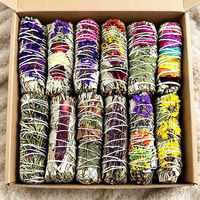 Bouquet de fleurs de sauge blanche chinoise biologique, fait main, personnalisé, 6 parfums, bâtonnets de fumigation, usage aromatique, durable, écologique, rapide