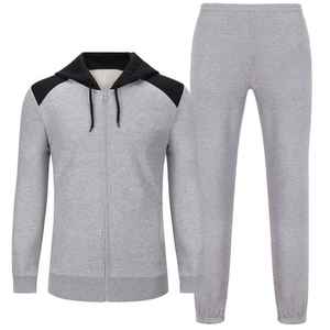 Conjunto de chándal de forro polar estampado de invierno, extragrande, con cremallera, de dos piezas, 100% algodón, jogger unisex, ecológico, al por mayor - Product Image 1