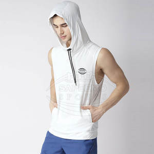 <b>Men</b> Winter Hooded <b>Sleeveless</b> <b>Hoodie</b> with Customized Design Breathable Polyester/Cotton Fabric for Gym Workout & Daily Fitness - Product Image 1