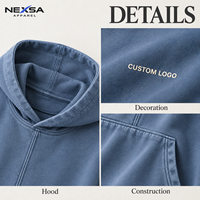 Sweat à capuche oversize délavé pour homme, coupe épaules tombantes, personnalisable avec logo, vente en gros pour streetwear décontracté