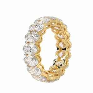 Elegante anillo de Plata a la moda Oval Diamond Cut Moissanite Full Eternity Band para regalo de compromiso de boda o aniversario de fiesta - Product Image 4