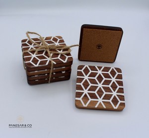 walnut coasters High Quality Handmade Cork Coasters Set of Wooden <b>Kitchen</b> <b>Accessories</b> with Gift Box Natural Wood Coaster Set - Product Image 2