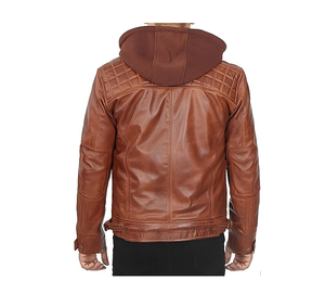 Chaqueta de Motociclista de Cuero de Cordero de Alta Calidad 2025 para Hombre, con Capucha y Cremallera, Forro Acolchado Transpirable Negro, Bolsillos, Venta al Por Mayor OEM - Product Image 3