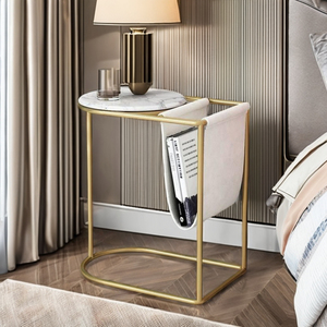 Ensemble de table basse gigogne en bois rond blanc brillant avec pieds en or Table d'appoint bon marché pour chambre à coucher décor à la maison - Product Image 4