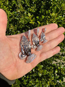 Moissanite Prier Mains Pliées Pendentif Religieux Pour Femmes Bijoux De Mode Pendentif 18k Or Rose 18k Or 925 Argent Plaqué - Product Image 4