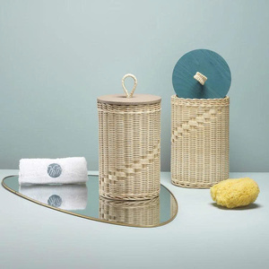 Boîte décorative en rotin naturel avec couvercle en bois Design durable fabriqué au Vietnam pour le marché d'exportation. - Product Image 5