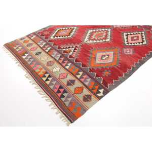 Grand tapis vintage 5,5x8,5 pieds, tapis persan rouge et gris en laine - Product Image 2