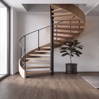Escalier en colimaçon flottant incurvé moderne Anewson, personnalisé, en bois massif et métal, pour usage intérieur en villa - Design écologique