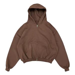 Sudaderas con capucha personalizadas para hombre Sudadera con capucha vintage lavada con cremallera Sudadera con capucha cuadrada de algodón grueso y grueso Hombro caído - Product Image 5