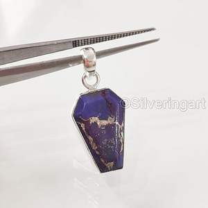 Pendentif pour femme en turquoise cuivre naturel, pierre de naissance de décembre, bijoux faits à la main, pendentif en argent sterling 925 - Product Image 1