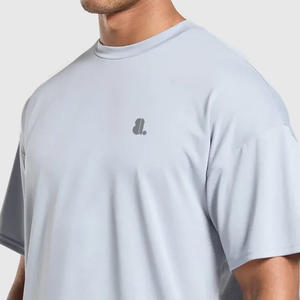 T-shirt pour homme en coton et fibre de bambou de haute qualité, couleur unie, surdimensionné, lourd, vintage, taille plus, respirant, vierge - Product Image 5