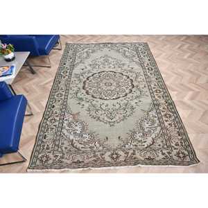 Turkish Rug, 5.9x9.1 ft Vintage Rug, <b>Brown</b> Gray Camouflage <b>Wool</b> Rug - Product Image 5