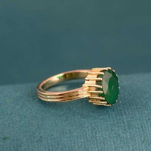 Bague en argent sterling 925 faite à la main, design vintage, sertie de pierres, tendance, avec un ovale vert fraise, pour femmes et jeunes filles, idéale pour les fêtes, mariages et anniversaires - Product Image 4