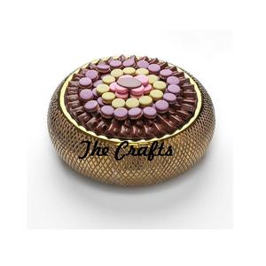 Bol à chocolat en bois et métal poli de haute qualité, design islamique, forme ronde, bol à collations en acier inoxydable écologique - Product Image 5