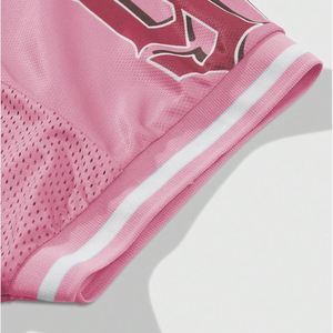 Men Pink Mesh Jersey <b>T</b> <b>Shirt</b> Custom 97 Print <b>Oversized</b> Vintage Streetwear <b>V</b> <b>Neck</b> Sports Top Breathable Hip Hop Style - Product Image 3