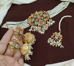 เครื่องประดับสำหรับเจ้าสาวในงานแต่งงานแบบปากีสถานของอินเดียสำหรับผู้หญิงต่างหูสร้อยคอคุณภาพสูงเครื่องประดับผู้หญิง100% - Product Image 3