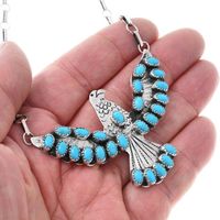 Collier pendentif aigle navajo authentique en argent sterling et bijoux occidentaux turquoise