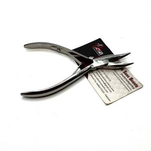 Pince à pression à microbilles à pointe incurvée Impression de logo personnalisé Pince d'extension de cheveux en acier inoxydable - Product Image 3