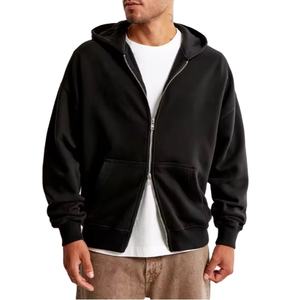 OEM Sweat à capuche zippé à double capuche pour hommes, poids lourd, logo personnalisé, sweats à capuche Boxy oversize à double fermeture éclair en éponge française avec impression bouffante - Product Image 1