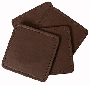 Genuine Leather Handmade <b>Coaster</b> <b>Drink</b> <b>Coasters</b> Available in Multiple Colors With Holder - Product Image 2