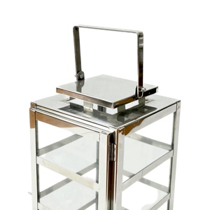 โคมไฟเชิงเทียนโลหะสแตนเลสลายทางสำหรับตกแต่งบ้าน - Product Image 4