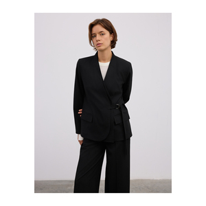 Chaqueta Blazer de Viscosa para Mujer con Detalle de Hebilla Decorativa - Product Image 6
