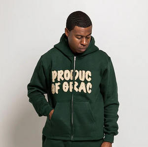 Chándal Pesado para Hombre, Personalizado OEM, con Parches Desgastados, Logotipo Bordado, Lavado Ácido, Sudadera con Capucha Vintage, Pantalones Deportivos Acampanados - Product Image 5