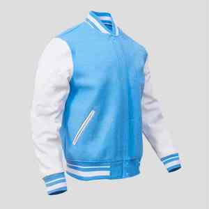 Chaquetas universitarias de talla grande para hombre, nuevo estilo, venta al por mayor, chaqueta Letterman con mangas de cuero para la calle en blanco - Product Image 3