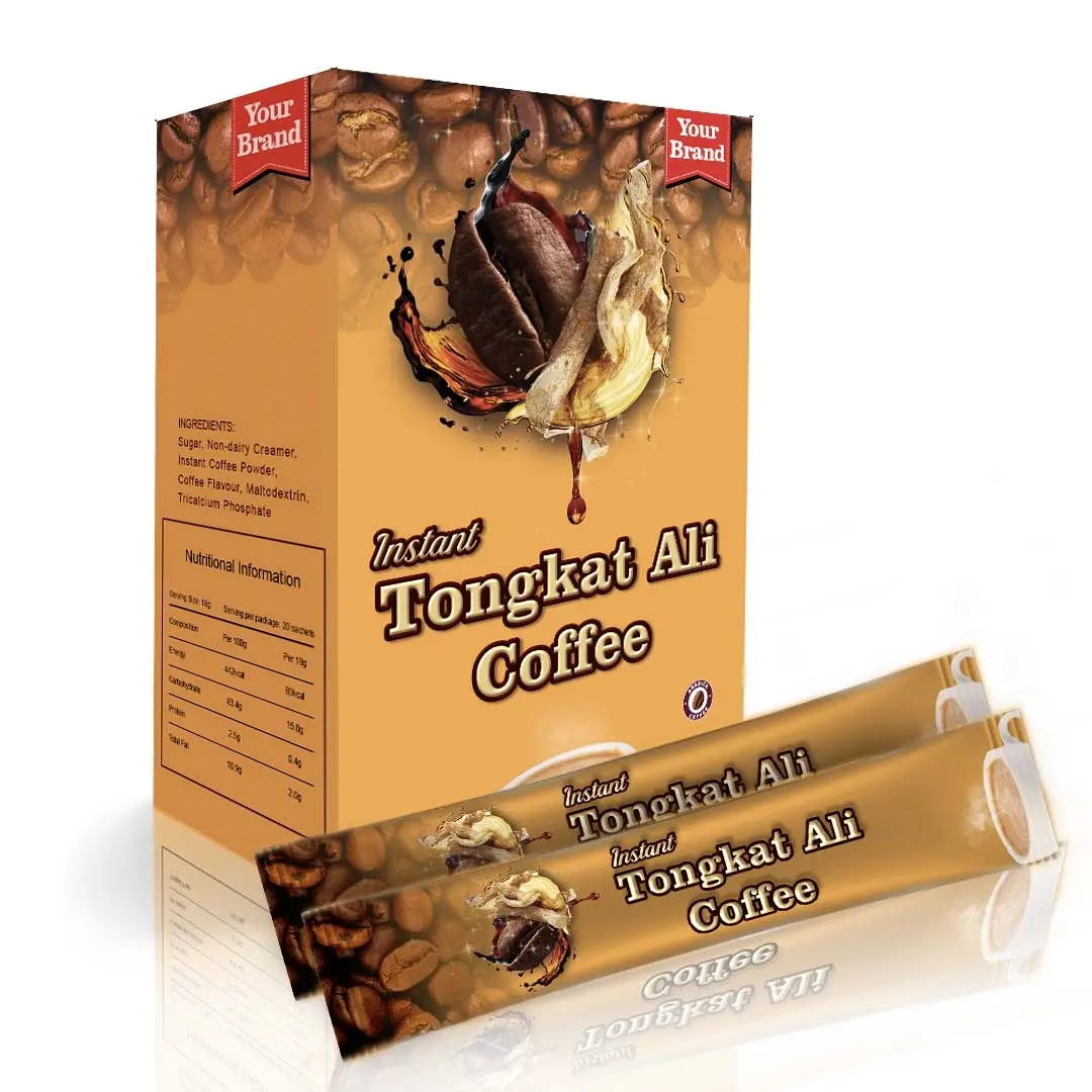 100% bolsita de café Tongkat Ali instantánea Original aumenta la energía y la libido para hombres OEM tiempo de entrega rápido Halal Malasia OEM embalaje