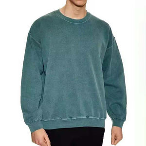 Sweat-shirts pour hommes coupe ample à boutons, délavés à l'acide, 380 GSM, col rond, décontractés, impression numérique, collection hiver, vente en gros - Product Image 1