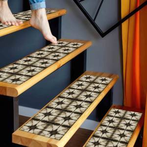 Alfombra geométrica con diseño de escalones, alfombra estampada, antideslizante, diseño moderno, ideal para comedor - Product Image 4