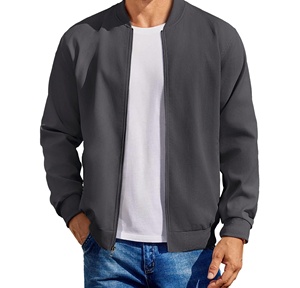 เสื้อแจ็คเก็ตเบสบอลแบบมีโลโก้สั่งทำขายส่งสำหรับผู้ชาย แจ็คเก็ต Letterman แบบเรียบๆ ไม่มีลาย  ปักโลโก้ตามสั่ง - Product Image 3