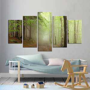 Lienzo Impreso: Decoración de Pared de Bosque en Vidrio Templado, Juego de 5 Lienzos Variados - Product Image 1