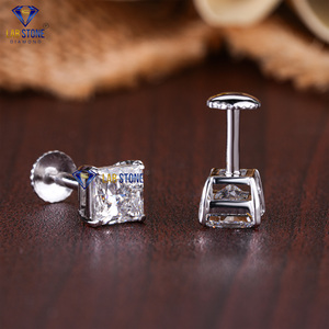 1.00 TDW Princess Cut Diamond Boucles d'oreilles en or blanc par Labstone/Diamants pour chaque célébration/couleur EF-VS - Product Image 5