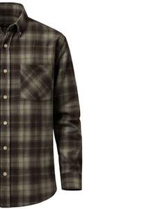 เสื้อเชิ้ตลายสก็อตแขนยาวผู้ชาย กระดุมผ่าหน้า สไตล์ลำลอง ผ้าแฟลนเนล สีน้ำตาลเข้ม สีเขียวมะกอก สีกากี รับผลิตตามสั่ง ขายส่ง - Product Image 4