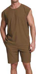 ชุดสตรีทแห้งเร็วเสื้อยิมสำหรับผู้ชายชุดกางเกงขาสั้นผ้านุ่มใส่สบายน้ำหนักเบามีสไตล์ยั่งยืนสำหรับผู้ชาย - Product Image 2