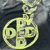 Produsen Kaos Custom Logo Vintage Katun Pakaian Acid Wash Cetak Grafis Cut and Sew Warna Solid Stonewash Kaos Pria