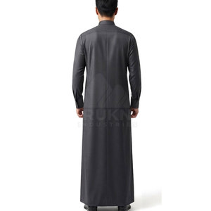 Thobe arabe élégant décontracté à manches longues, vêtement traditionnel à col montant, design confortable, pour événements religieux et usage quotidien, en coton - Product Image 2