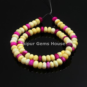 ลูกปัดโอปอลสีชมพูเข้มสีเหลืองสวยงามรูปทรงกลมขนาด7-9มม. สายอัญมณีโอปอลเกรด AAA สำหรับทำเครื่องประดับ - Product Image 3