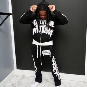 ชุดวอร์มวินเทจมีซิปมีฮู้ดและเสื้อสเวตเตอร์แบบผ้าซีดและสีทึบกันแดด - Product Image 1